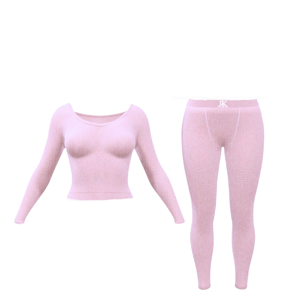 Two Piece Ribbed Set Pink